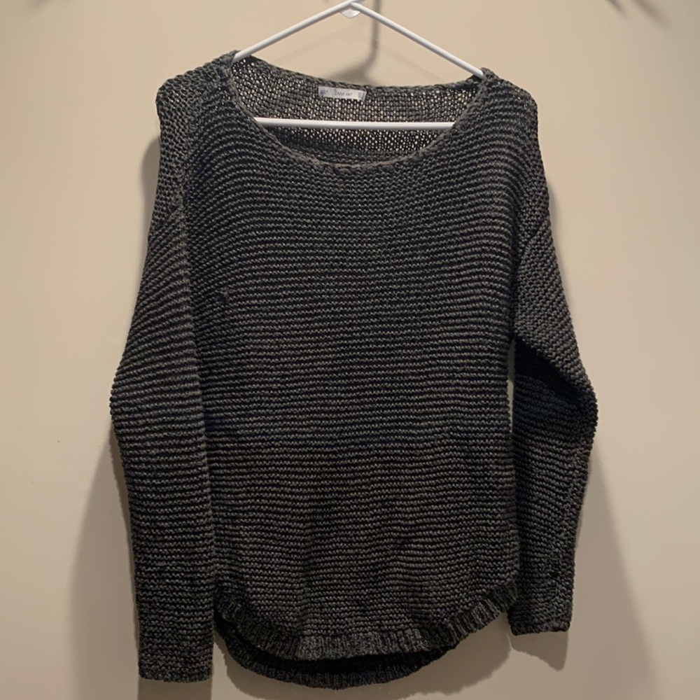 Zara olive green crochet sweater.